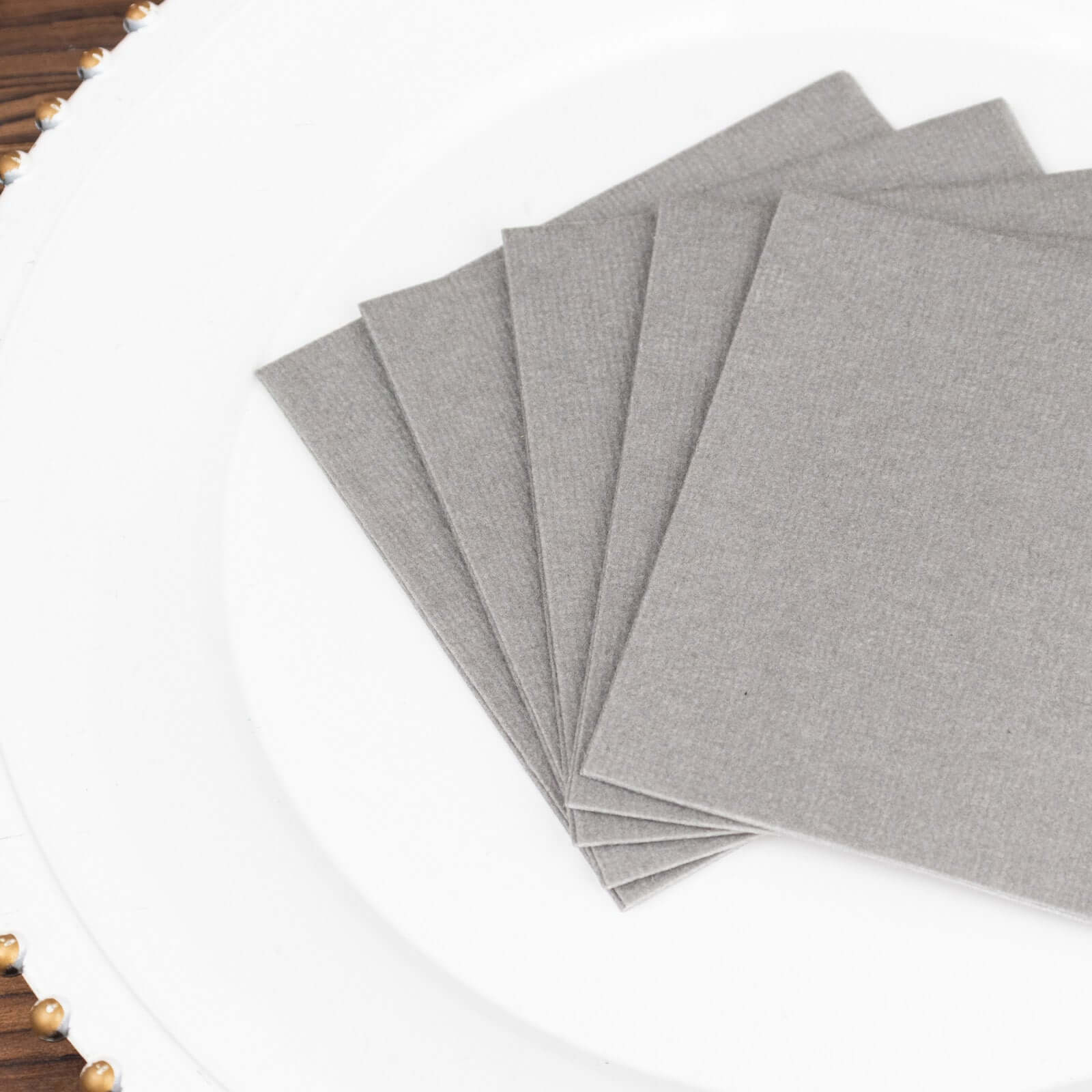 20 Pack Linen-Like Paper 5"x5" Napkins Silver - Highly Absorbent Airlaid Napkins