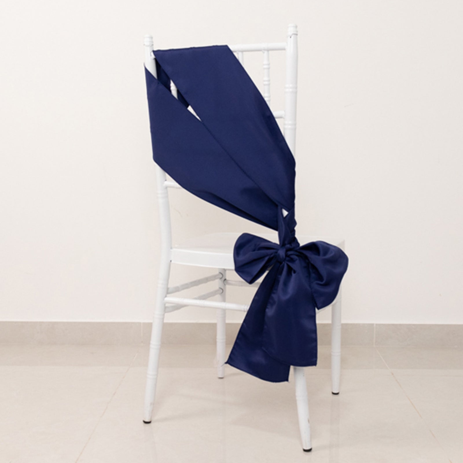 5 Pack Lamour Satin 6"x106" Chair Sashes Navy Blue - Stylish Reusable Decorative Bows