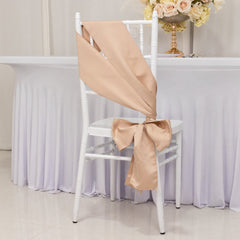 5 Pack Lamour Satin 6"x106" Chair Sashes Nude - Stylish Reusable Decorative Bows