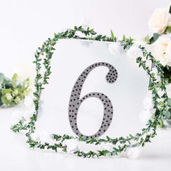 Decorative Rhinestone Number "6" Stickers, Glitter Adhesive Craft Numbers Black DIY Sparkle Embellishments 8"