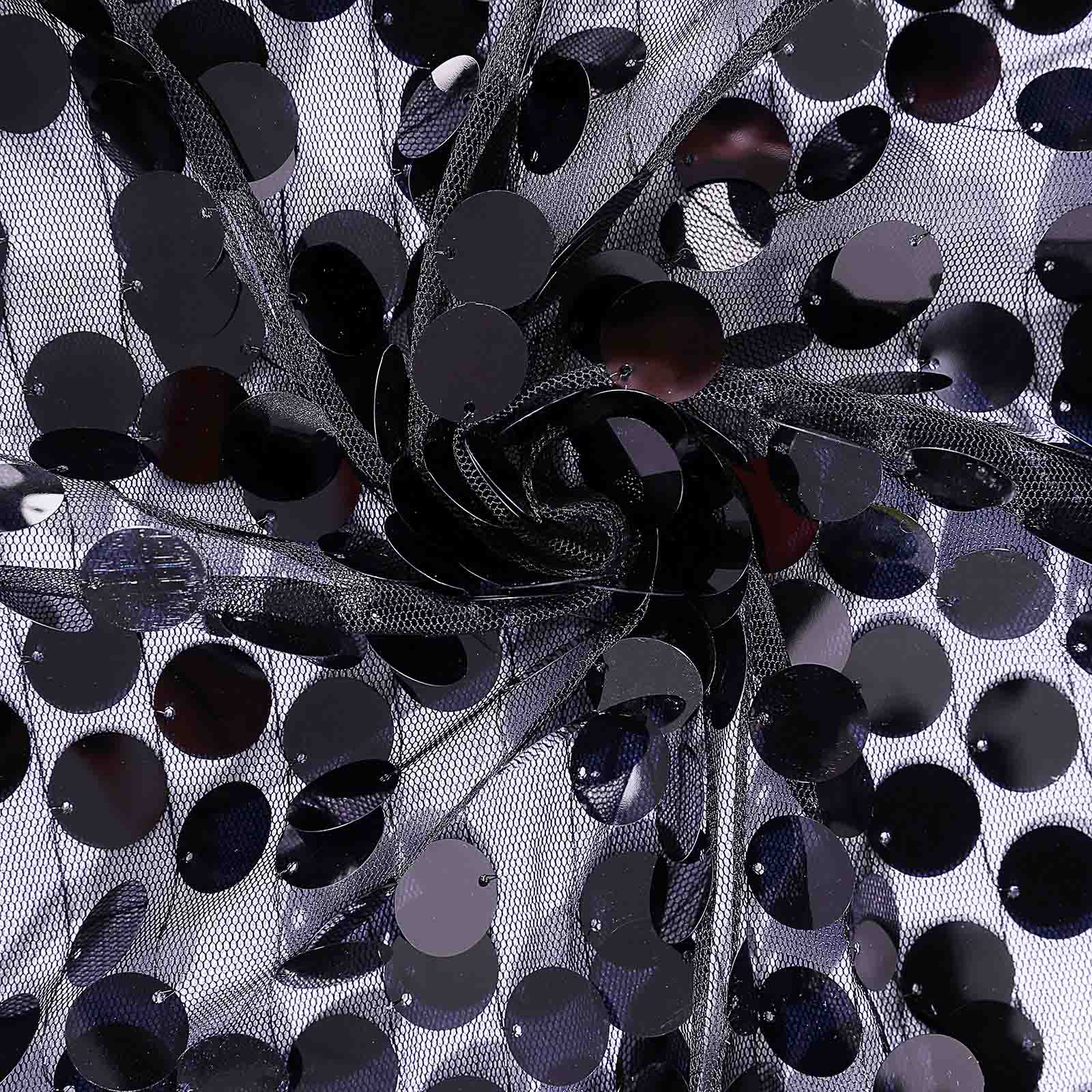 8ftx8ft Black Big Payette Sequin Event Curtain Drapes, Backdrop Event Panel