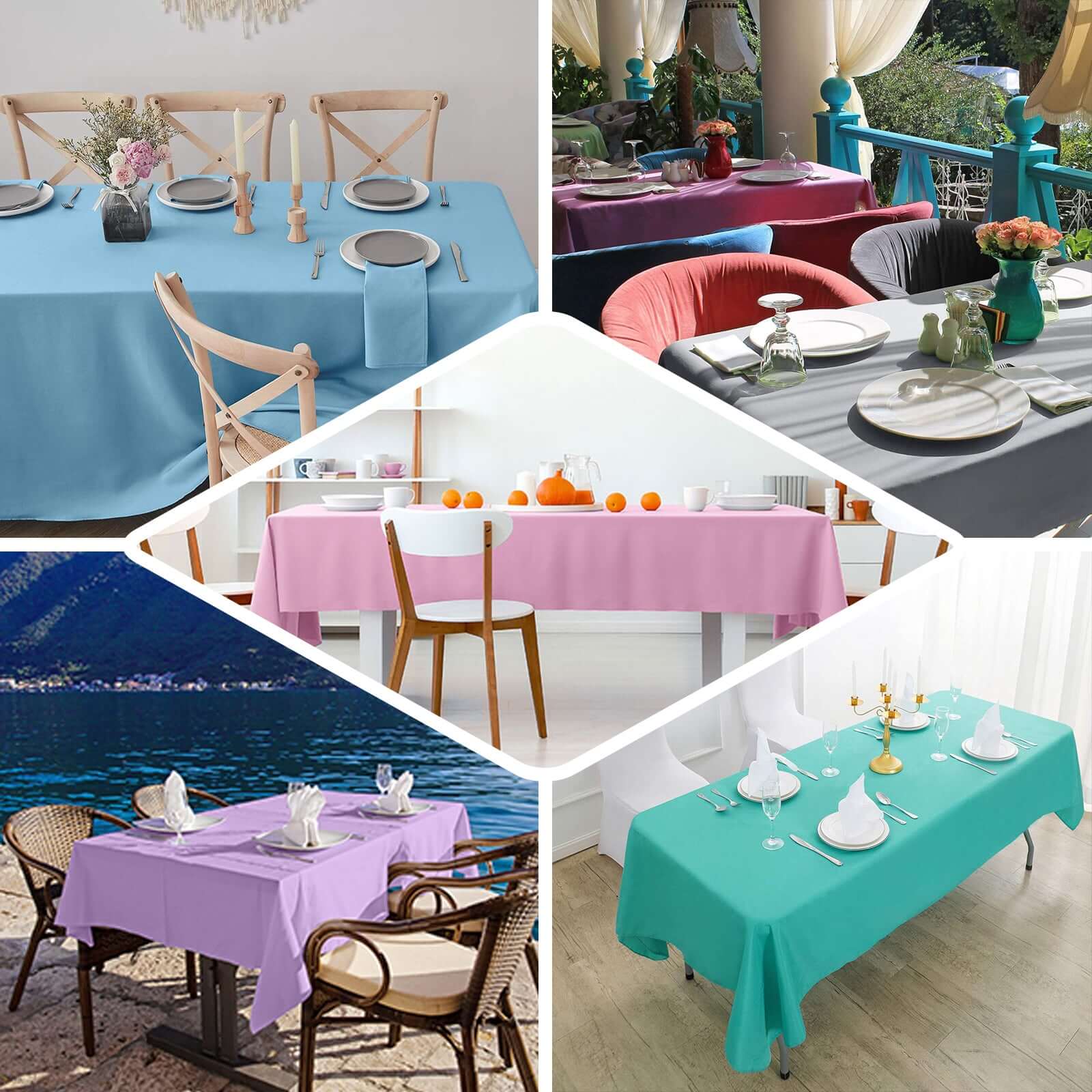 Premium Polyester 60"x126" Rectangle Tablecloth Purple - Stain-Resistant 220GSM Finish Table Cover