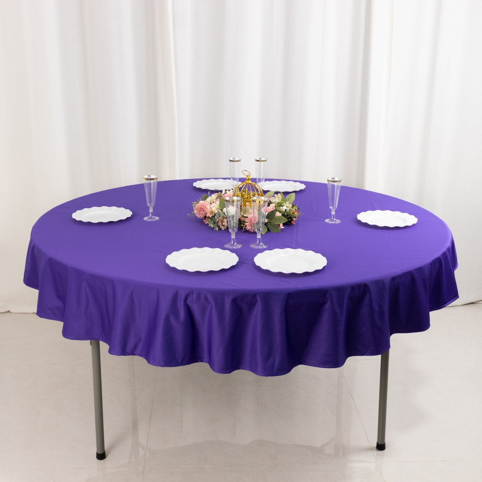 Scuba Round 70" Tablecloth Purple - Wrinkle Free & Stain Resistant Table Cover