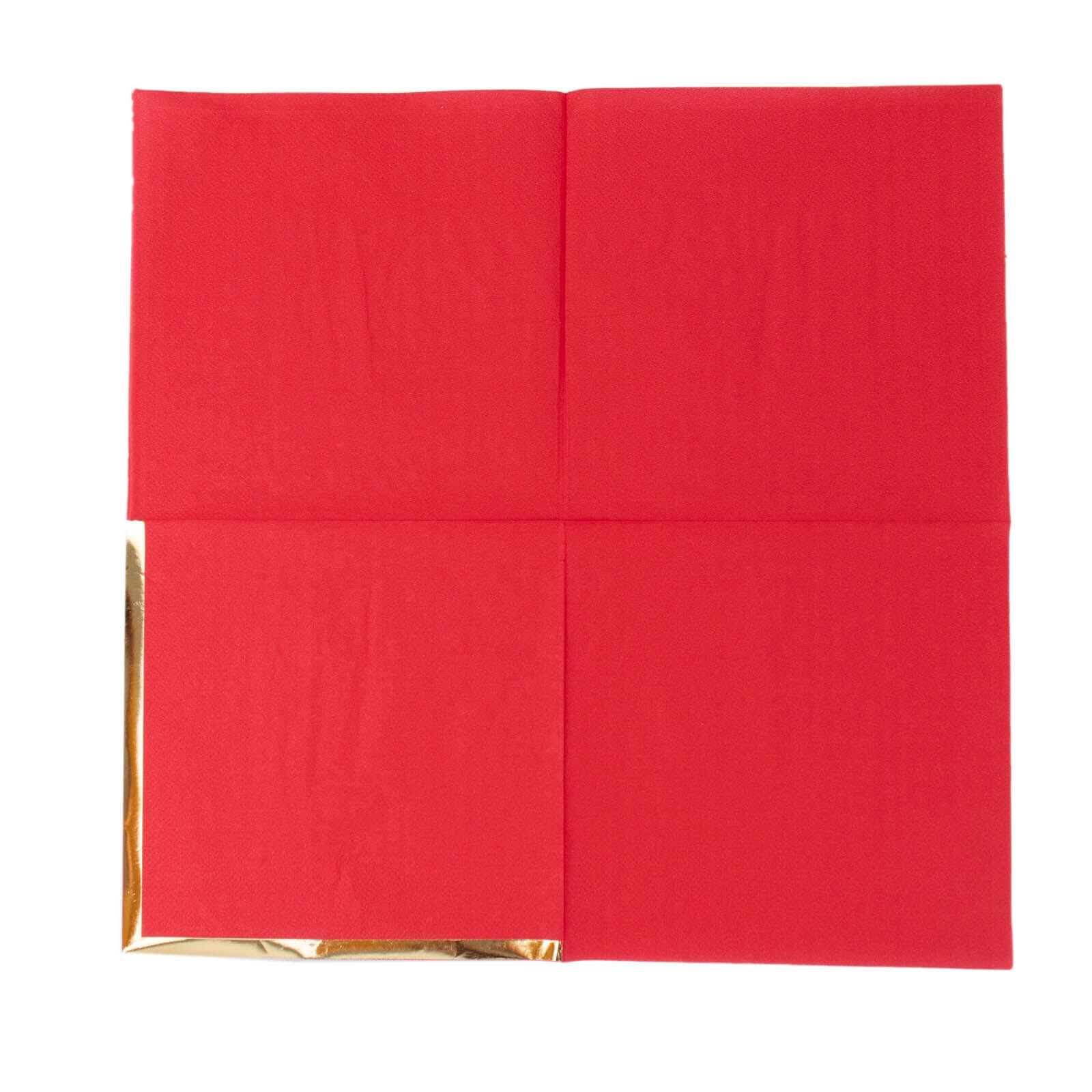 50-Pack Paper Beverage Napkins with Gold Foil Edge Red - Disposable 2 Ply Cocktail Napkins for Events 6.5"x6.5"