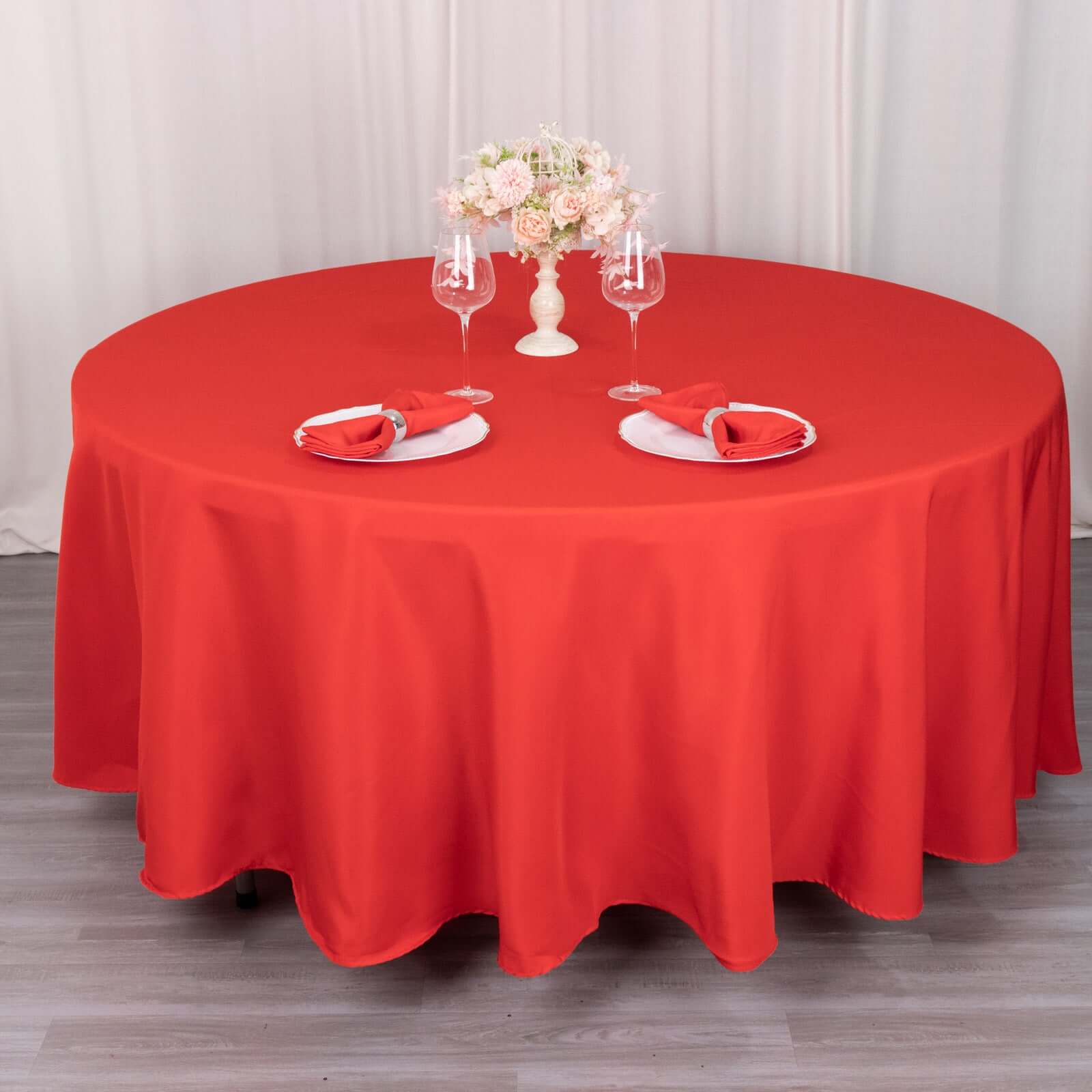 Premium Polyester 108" Round Tablecloth Red - Wrinkle-Resistant 220GSM Table Cover
