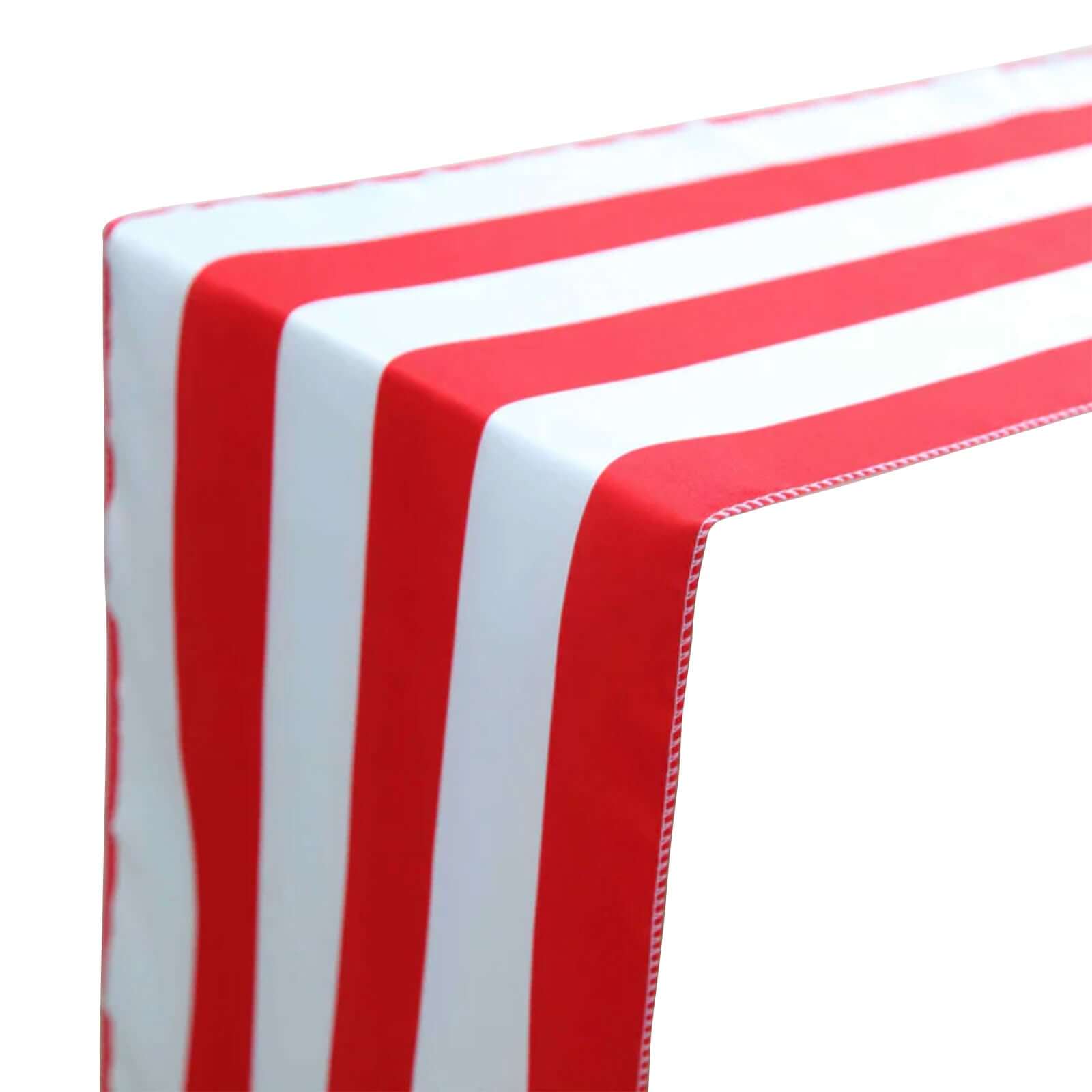 Satin 12"x108" Table Runner Red/White Stripe - Classic Striped Design