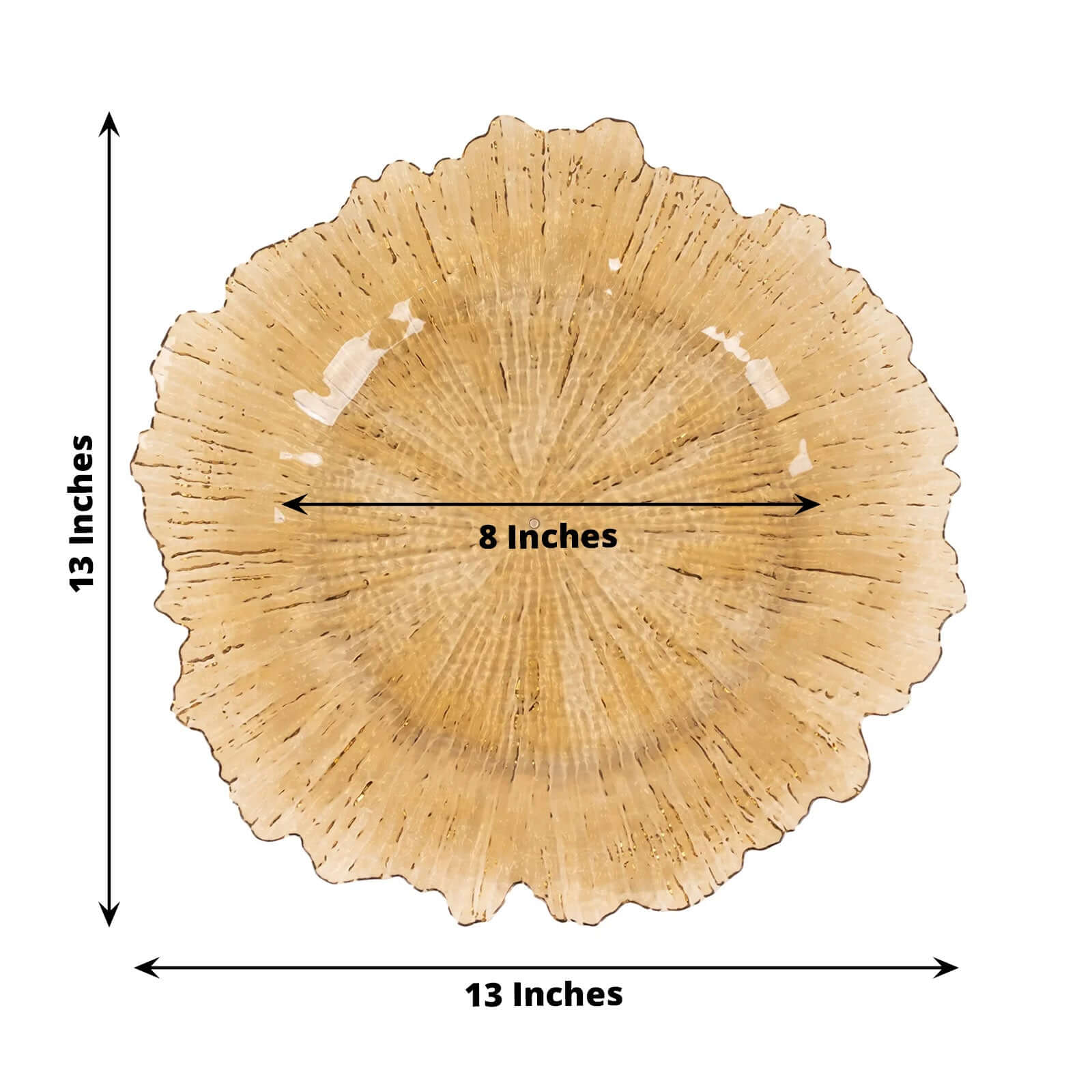 6-Pack Acrylic Plastic Round Charger Plates 13" in Amber Gold with Reef Design, Dinner Charger Tableware
