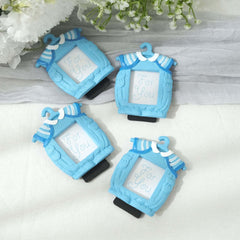 4 Pack Cute 4" Newborn Baby Boy Light Blue Clothes Resin Party Favors Picture Frame, Baby Shower Gender Reveal Party Gifts