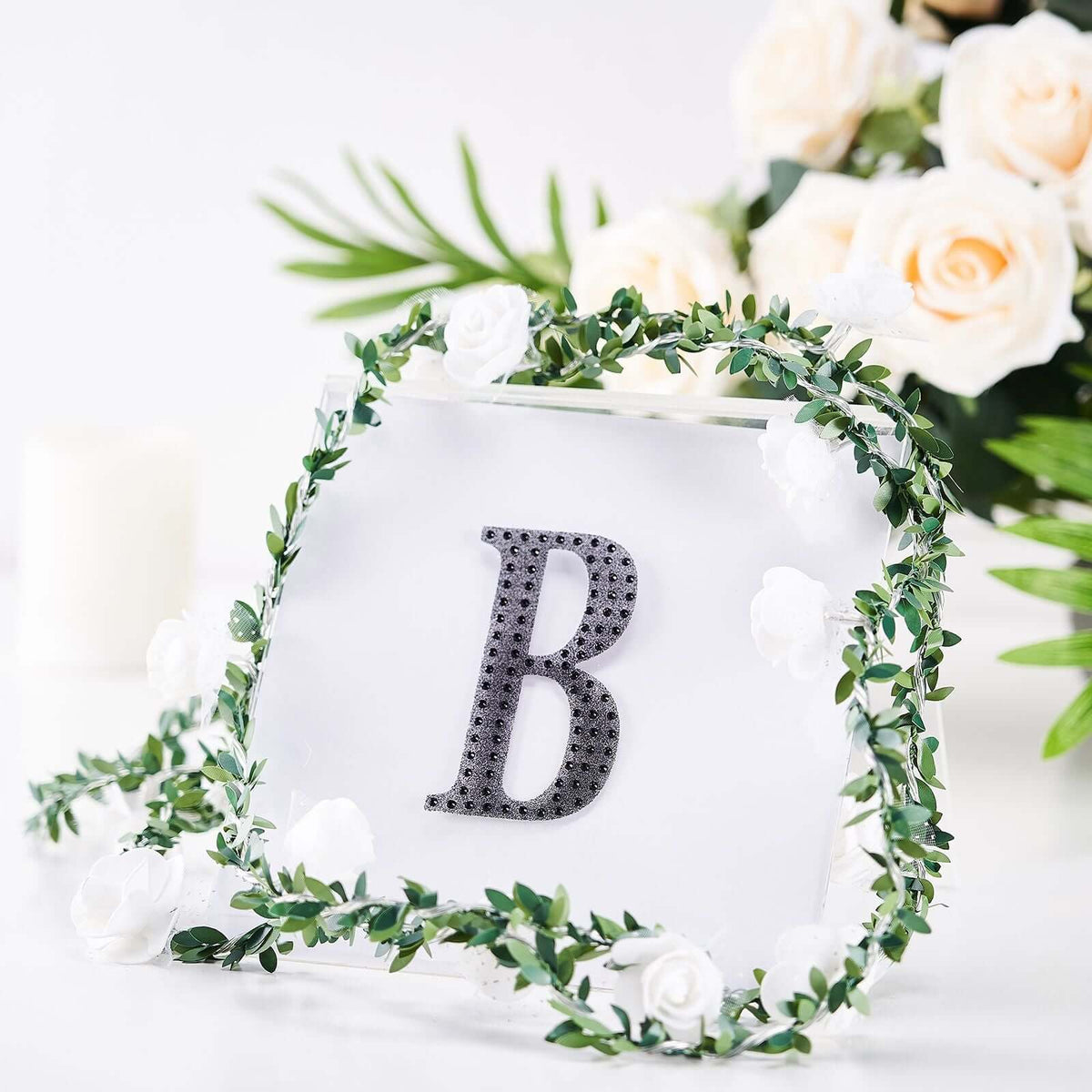 Decorative Rhinestone Alphabet "B" Letter Stickers, Glitter Adhesive Craft Letters Black DIY Sparkle Embellishments 4"