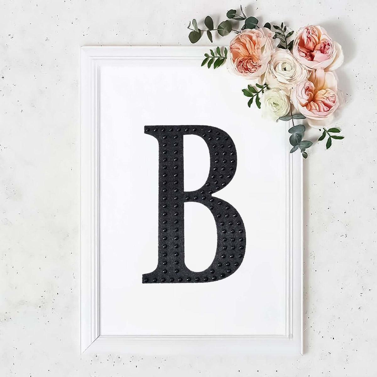 Decorative Rhinestone Alphabet "B" Letter Stickers, Glitter Adhesive Craft Letters Black DIY Sparkle Embellishments 8"