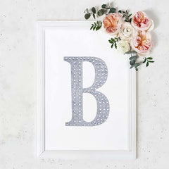 Decorative Rhinestone Alphabet "B" Letter Stickers, Glitter Adhesive Craft Letters Silver DIY Sparkle Embellishments 8"