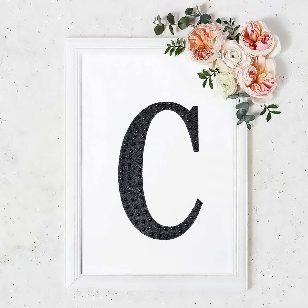 Decorative Rhinestone Alphabet "C" Letter Stickers, Glitter Adhesive Craft Letters Black DIY Sparkle Embellishments 8"