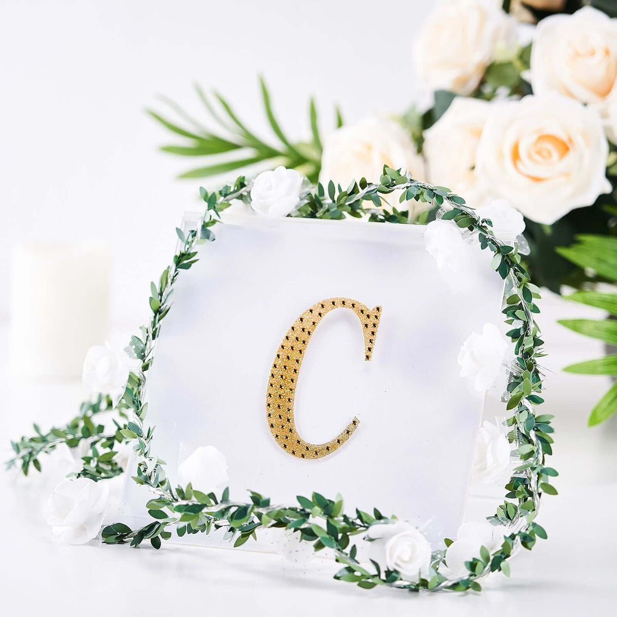 Decorative Rhinestone Alphabet "C" Letter Stickers, Glitter Adhesive Craft Letters Gold DIY Sparkle Embellishments 4"