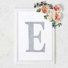 Decorative Rhinestone Alphabet "E" Letter Stickers, Glitter Adhesive Craft Letters Silver DIY Sparkle Embellishments 8"