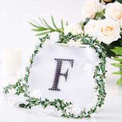 Decorative Rhinestone Alphabet "F" Letter Stickers, Glitter Adhesive Craft Letters Black DIY Sparkle Embellishments 4"