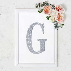 Decorative Rhinestone Alphabet "G" Letter Stickers, Glitter Adhesive Craft Letters Silver DIY Sparkle Embellishments 8"