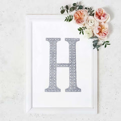 Decorative Rhinestone Alphabet "H" Letter Stickers, Glitter Adhesive Craft Letters Silver DIY Sparkle Embellishments 8"