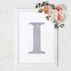 Decorative Rhinestone Alphabet "I" Letter Stickers, Glitter Adhesive Craft Letters Silver DIY Sparkle Embellishments 8"