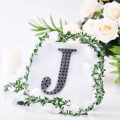 Decorative Rhinestone Alphabet "J" Letter Stickers, Glitter Adhesive Craft Letters Black DIY Sparkle Embellishments 6"