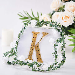 Decorative Rhinestone Alphabet "K" Letter Stickers, Glitter Adhesive Craft Letters Gold DIY Sparkle Embellishments 6"