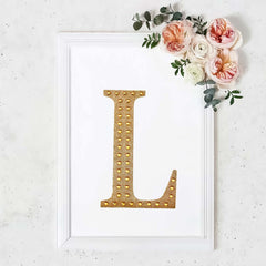 Decorative Rhinestone Alphabet "L" Letter Stickers, Glitter Adhesive Craft Letters Gold DIY Sparkle Embellishments 8"