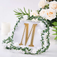 Decorative Rhinestone Alphabet "M" Letter Stickers, Glitter Adhesive Craft Letters Gold DIY Sparkle Embellishments 6"
