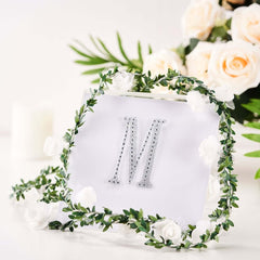 Decorative Rhinestone Alphabet "M" Letter Stickers, Glitter Adhesive Craft Letters Silver DIY Sparkle Embellishments 4"