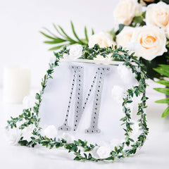 Decorative Rhinestone Alphabet "M" Letter Stickers, Glitter Adhesive Craft Letters Silver DIY Sparkle Embellishments 6"