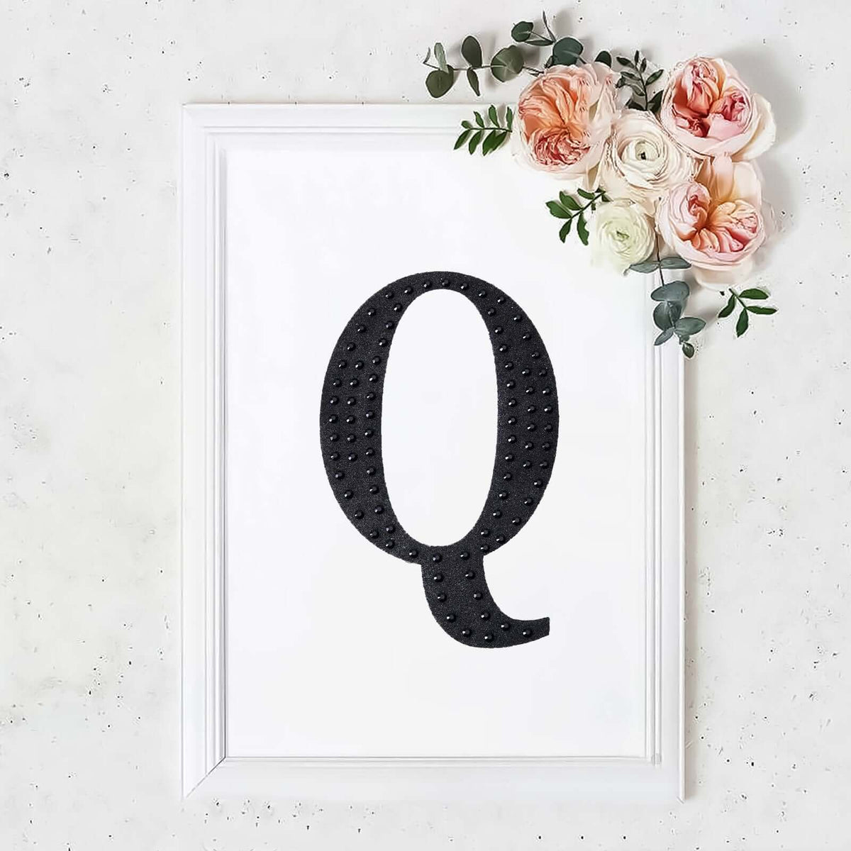 Decorative Rhinestone Alphabet "Q" Letter Stickers, Glitter Adhesive Craft Letters Black DIY Sparkle Embellishments 8"
