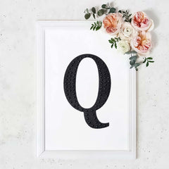 Decorative Rhinestone Alphabet "Q" Letter Stickers, Glitter Adhesive Craft Letters Black DIY Sparkle Embellishments 8"