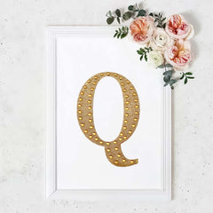 Decorative Rhinestone Alphabet "Q" Letter Stickers, Glitter Adhesive Craft Letters Gold DIY Sparkle Embellishments 8"