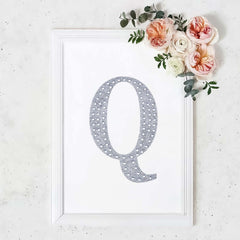 Decorative Rhinestone Alphabet "Q" Letter Stickers, Glitter Adhesive Craft Letters Silver DIY Sparkle Embellishments 8"