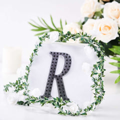 Decorative Rhinestone Alphabet "R" Letter Stickers, Glitter Adhesive Craft Letters Black DIY Sparkle Embellishments 6"