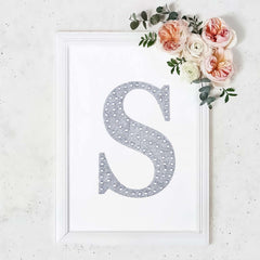 Decorative Rhinestone Alphabet "S" Letter Stickers, Glitter Adhesive Craft Letters Silver DIY Sparkle Embellishments 8"