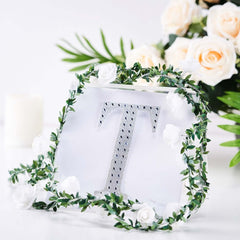 Decorative Rhinestone Alphabet "T" Letter Stickers, Glitter Adhesive Craft Letters Silver DIY Sparkle Embellishments 6"