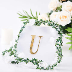 Decorative Rhinestone Alphabet "U" Letter Stickers, Glitter Adhesive Craft Letters Gold DIY Sparkle Embellishments 4"