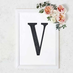 Decorative Rhinestone Alphabet "V" Letter Stickers, Glitter Adhesive Craft Letters Black DIY Sparkle Embellishments 8"
