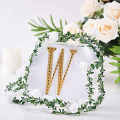 Decorative Rhinestone Alphabet "W" Letter Stickers, Glitter Adhesive Craft Letters Gold DIY Sparkle Embellishments 6"