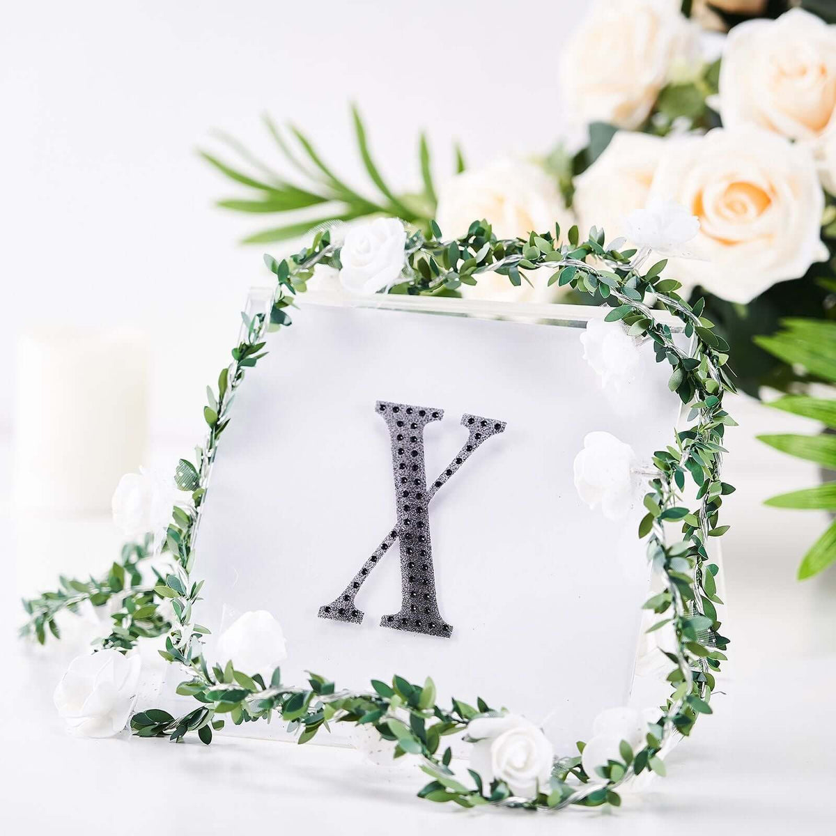 Decorative Rhinestone Alphabet "X" Letter Stickers, Glitter Adhesive Craft Letters Black DIY Sparkle Embellishments 4"