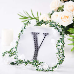Decorative Rhinestone Alphabet "Y" Letter Stickers, Glitter Adhesive Craft Letters Black DIY Sparkle Embellishments 6"