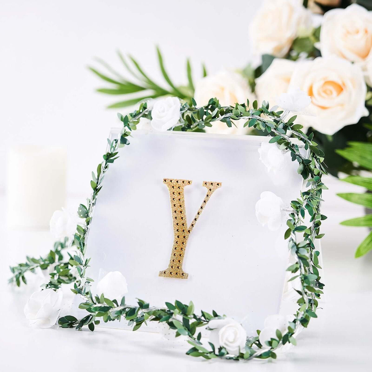 Decorative Rhinestone Alphabet "Y" Letter Stickers, Glitter Adhesive Craft Letters Gold DIY Sparkle Embellishments 4"