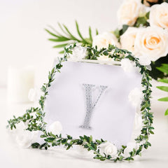 Decorative Rhinestone Alphabet "Y" Letter Stickers, Glitter Adhesive Craft Letters Silver DIY Sparkle Embellishments 4"