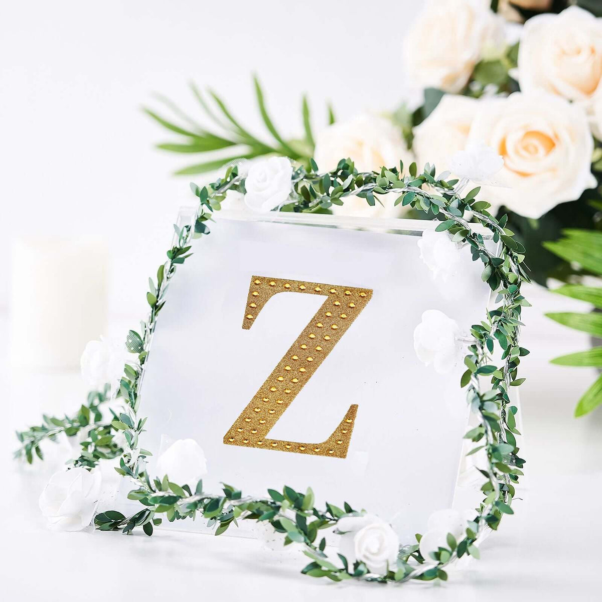 Decorative Rhinestone Alphabet "Z" Letter Stickers, Glitter Adhesive Craft Letters Gold DIY Sparkle Embellishments 4"
