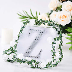 Decorative Rhinestone Alphabet "Z" Letter Stickers, Glitter Adhesive Craft Letters Silver DIY Sparkle Embellishments 6"