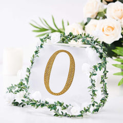 Decorative Rhinestone Number "0" Stickers, Glitter Adhesive Craft Numbers Gold DIY Sparkle Embellishments 6"