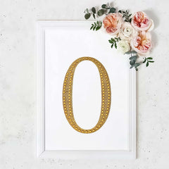 Decorative Rhinestone Number "0" Stickers, Glitter Adhesive Craft Numbers Gold DIY Sparkle Embellishments 8"