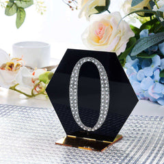 Decorative Rhinestone Number "0" Stickers, Glitter Adhesive Craft Numbers Silver DIY Sparkle Embellishments 4"