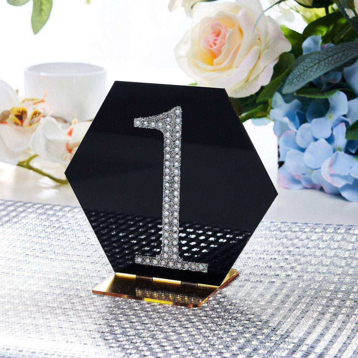 Decorative Rhinestone Number "1" Stickers, Glitter Adhesive Craft Numbers Silver DIY Sparkle Embellishments 4"