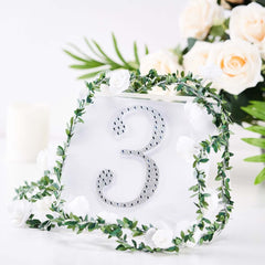 Decorative Rhinestone Number "3" Stickers, Glitter Adhesive Craft Numbers Silver DIY Sparkle Embellishments 6"