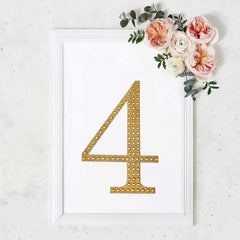 Decorative Rhinestone Number "4" Stickers, Glitter Adhesive Craft Numbers Gold DIY Sparkle Embellishments 8"
